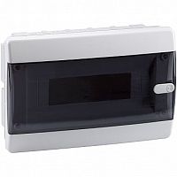 Распределительный шкаф OptiBox P 12 мод., IP41, встраиваемый, пластик, прозрачная черная дверь |  код. 145780 |  КЭАЗ